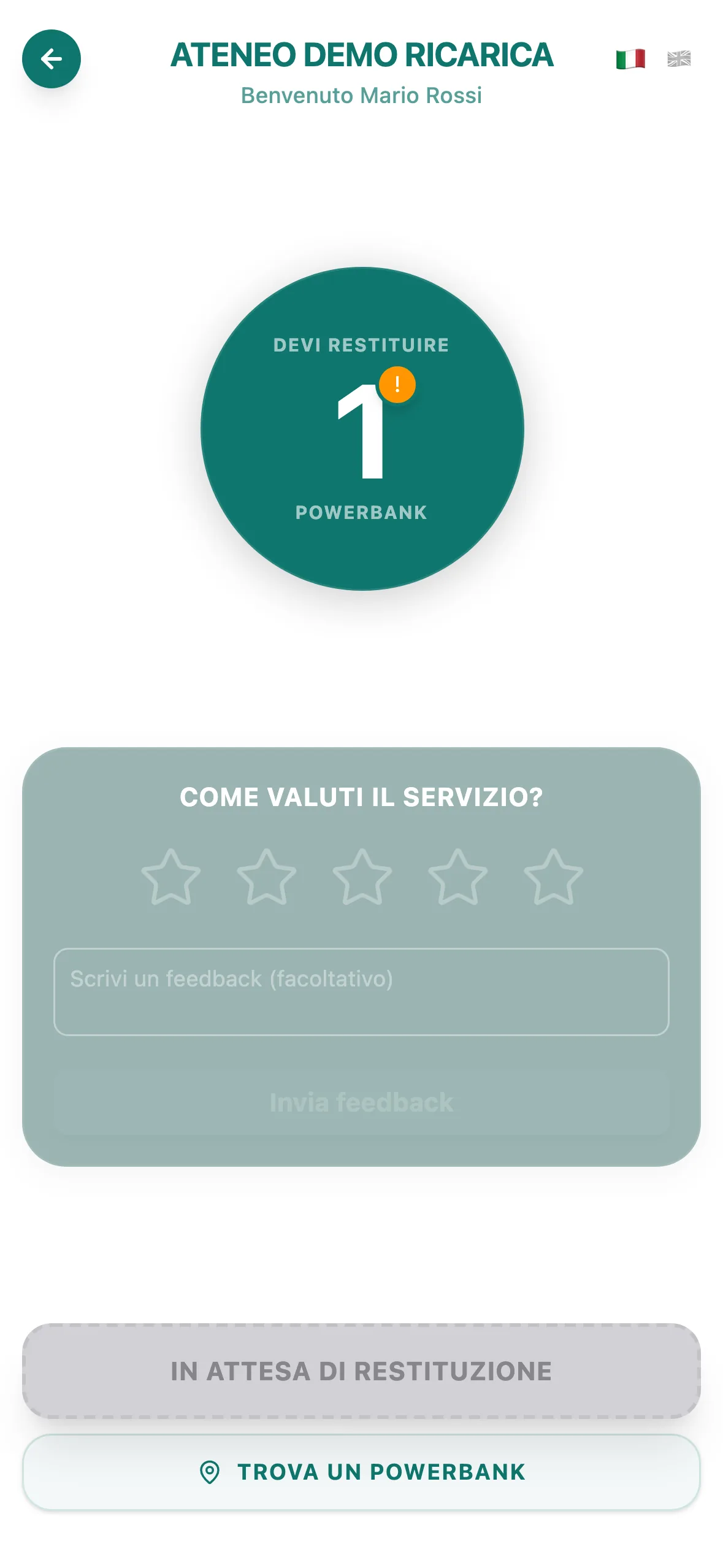 La webapp dello studente: noleggio attivo e valutazione